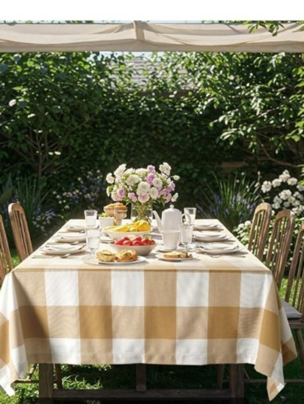 Beige And Cream Buffalo Check Tablecloth - Classic Buffalo Plaid